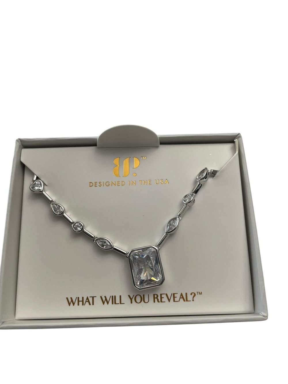 Bomb Party April Necklace - NK25450  “The Maude Necklace” Rhodium/Diamond CZ NIB